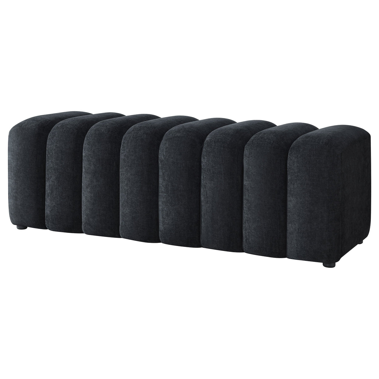Summer Black Chenille Upholstered Channel Accent Bench by Coaster at Eve Furniture