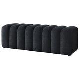 Summer Black Chenille Upholstered Channel Accent Bench by Coaster at Eve Furniture