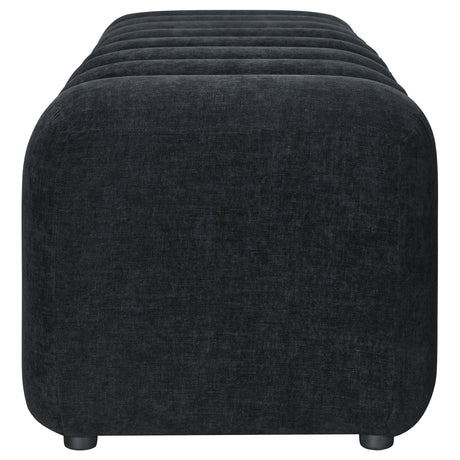 Summer Black Chenille Upholstered Channel Accent Bench by Coaster at Eve Furniture