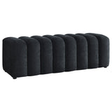 Summer Black Chenille Upholstered Channel Accent Bench by Coaster at Eve Furniture