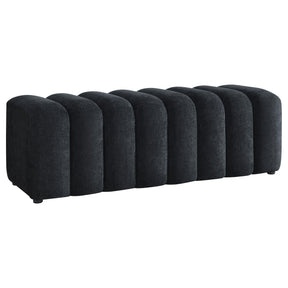 Summer Black Chenille Upholstered Channel Accent Bench by Coaster at Eve Furniture