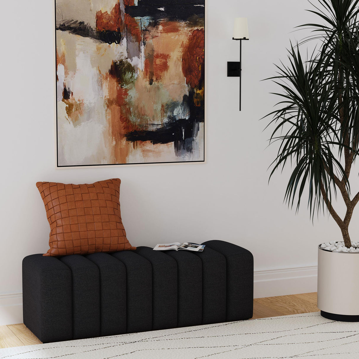 Summer Charcoal Upholstered Channel Tufted Accent Bench by Coaster at Eve Furniture