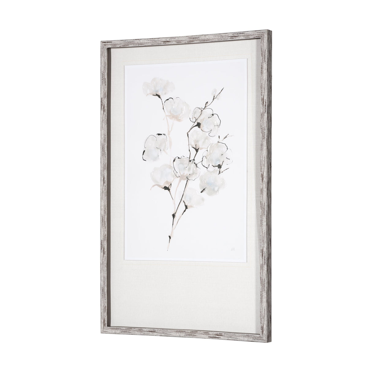 Summer Cotton III by Chris Paschke a Hand Embellished Textured Framed Art Print Matted under Glass by Mercana at Eve Furniture