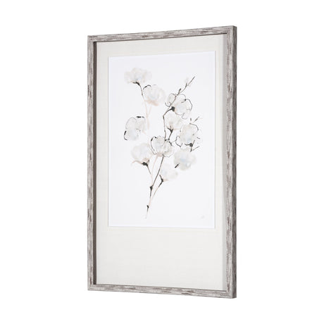 Summer Cotton III by Chris Paschke a Hand Embellished Textured Framed Art Print Matted under Glass by Mercana at Eve Furniture