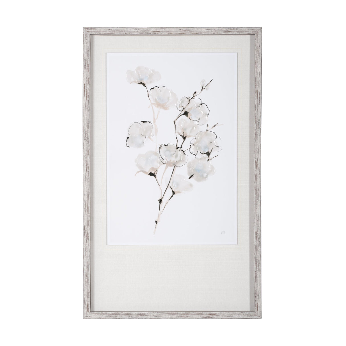 Summer Cotton III by Chris Paschke a Hand Embellished Textured Framed Art Print Matted under Glass by Mercana at Eve Furniture