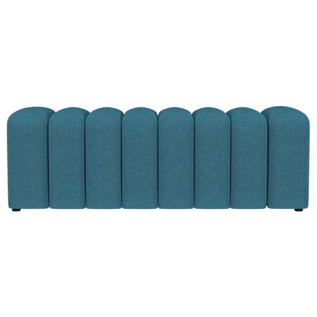 Summer Peacock Blue Upholstered Channel Tufted Accent Bench by Coaster at Eve Furniture