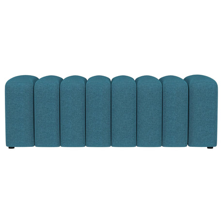 Summer Peacock Blue Upholstered Channel Tufted Accent Bench by Coaster at Eve Furniture