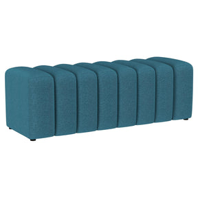 Summer Peacock Blue Upholstered Channel Tufted Accent Bench by Coaster at Eve Furniture