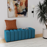 Summer Peacock Blue Upholstered Channel Tufted Accent Bench by Coaster at Eve Furniture