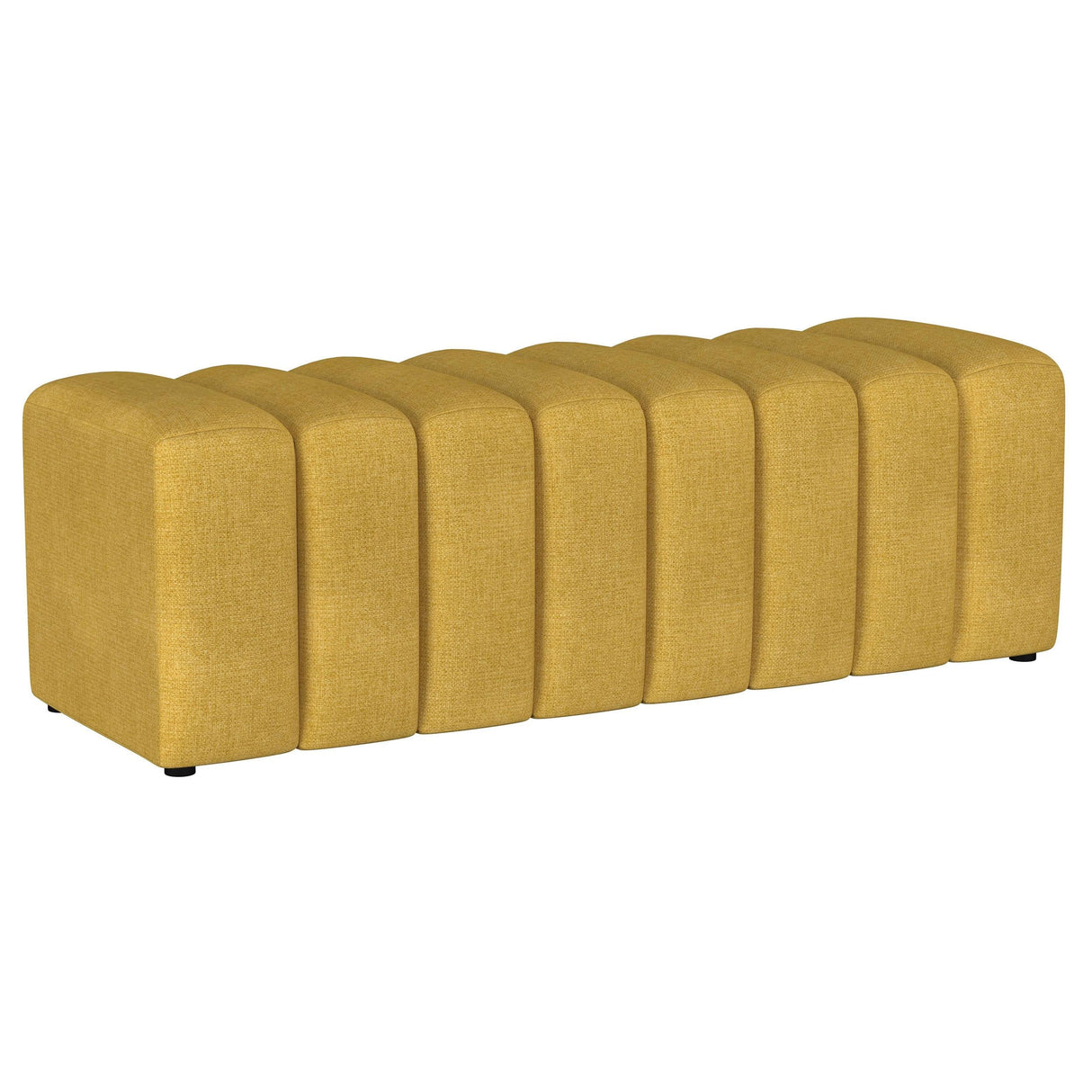 Summer Mustard Yellow Upholstered Channel Tufted Accent Bench