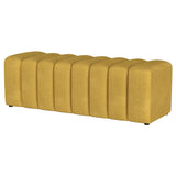 Summer Mustard Yellow Upholstered Channel Tufted Accent Bench