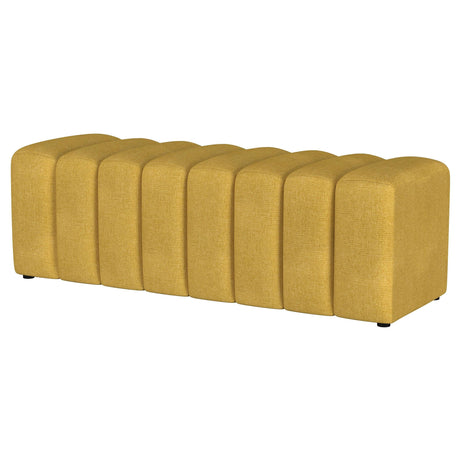 Summer Mustard Yellow Upholstered Channel Tufted Accent Bench by Coaster - Eve Furniture