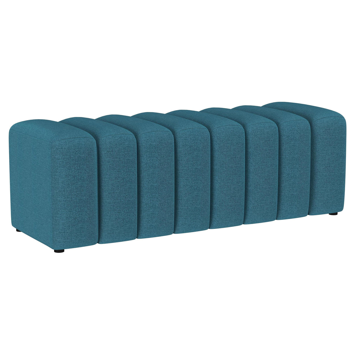 Summer Peacock Blue Upholstered Channel Tufted Accent Bench