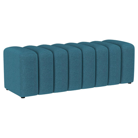 Summer Peacock Blue Upholstered Channel Tufted Accent Bench Default Title by Coaster - Eve Furniture