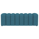 Summer Peacock Blue Upholstered Channel Tufted Accent Bench