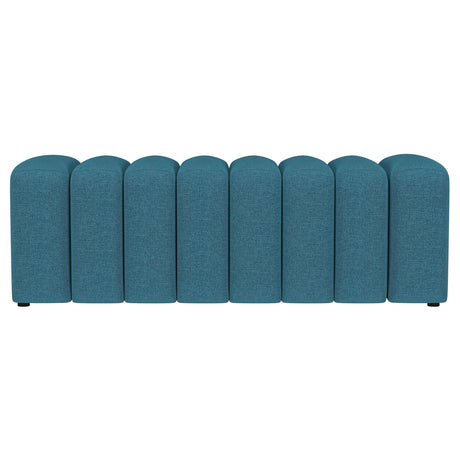 Summer Peacock Blue Upholstered Channel Tufted Accent Bench