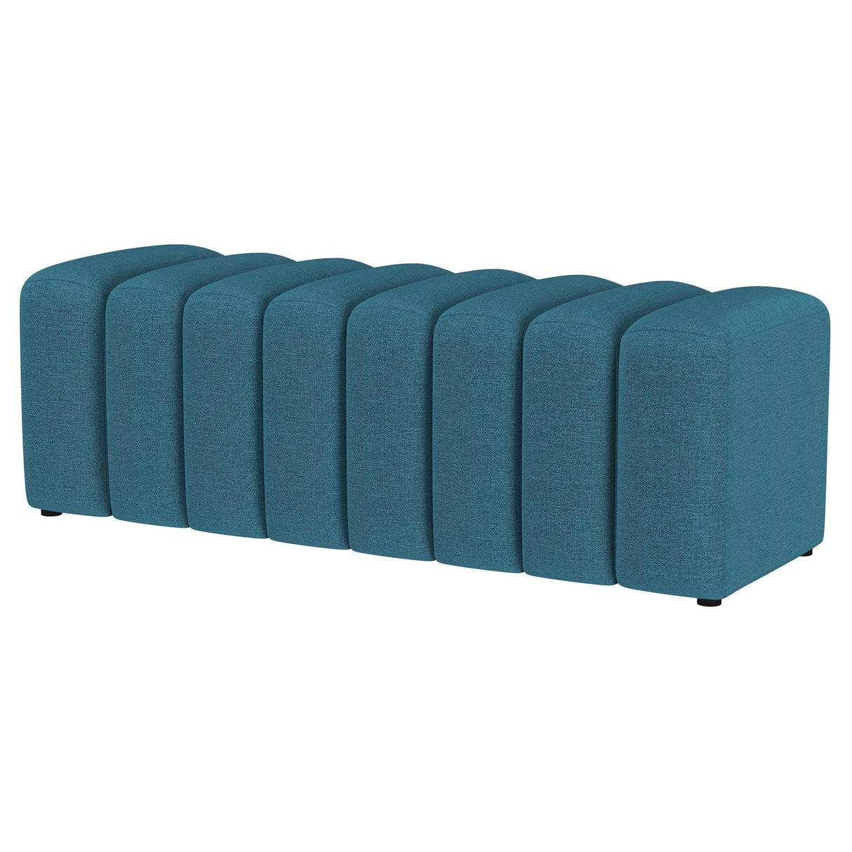 Summer Peacock Blue Upholstered Channel Tufted Accent Bench