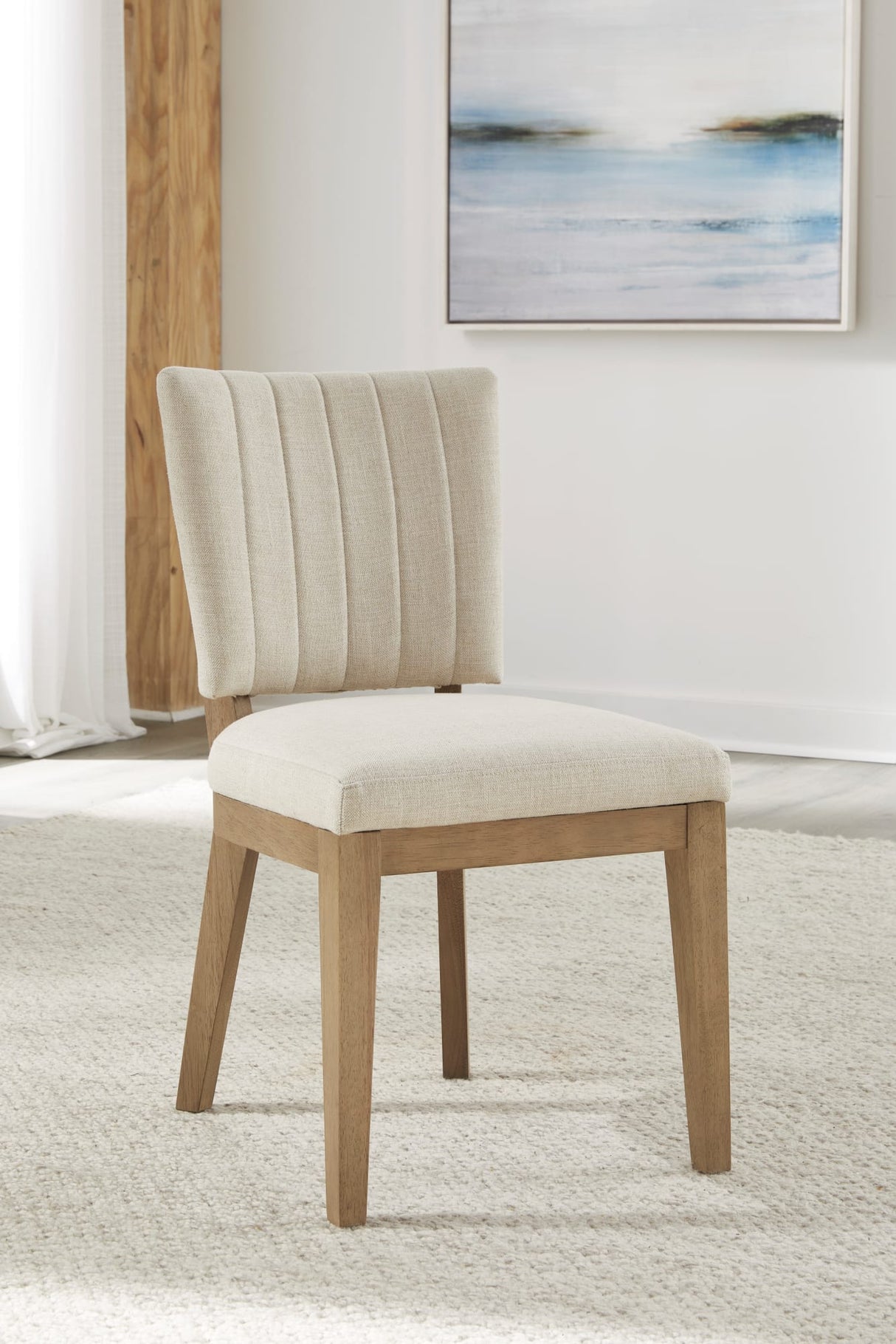 Sumner Natural Channel Back Upholstered Dining Chair (Set of 2)