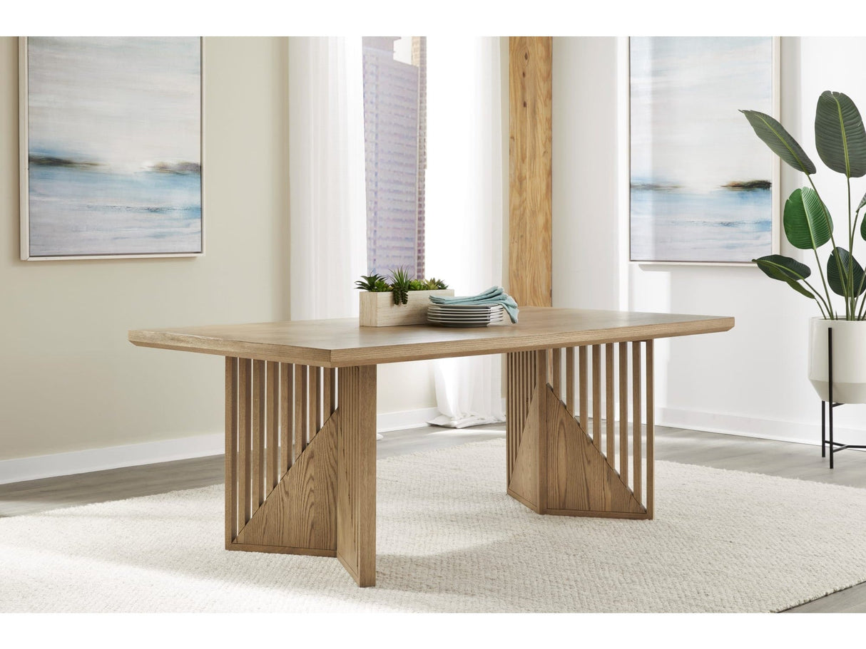 Sumner Natural Double Pedestal Oak Dining Table by Modus Furniture at Eve Furniture