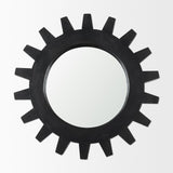 Sundance Cog Round Black Wood Frame Mirror by Mercana at Eve Furniture