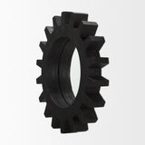 Sundance Cog Round Black Wood Frame Mirror by Mercana at Eve Furniture
