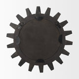 Sundance Cog Round Black Wood Frame Mirror by Mercana at Eve Furniture