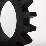 Sundance Cog Round Black Wood Frame Mirror by Mercana at Eve Furniture