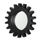 Sundance Cog Round Black Wood Frame Mirror by Mercana at Eve Furniture