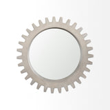 Sundance Cog Round Grey Wood Frame Mirror by Mercana at Eve Furniture