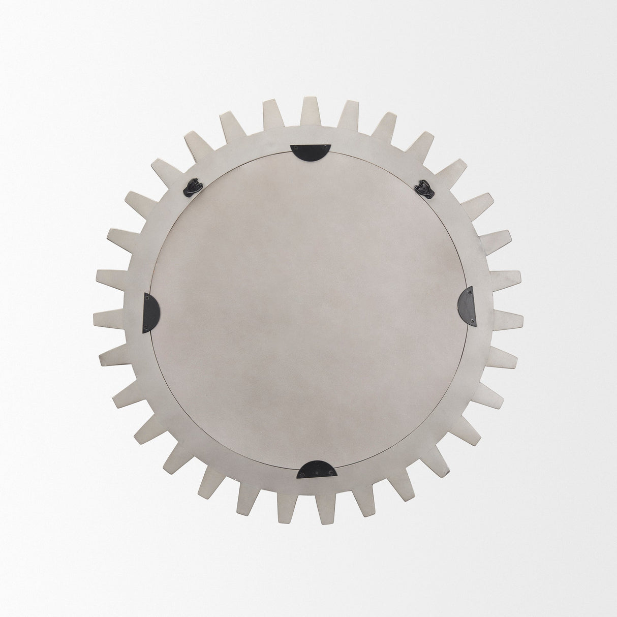 Sundance Cog Round Grey Wood Frame Mirror by Mercana at Eve Furniture