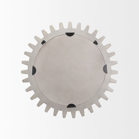Sundance Cog Round Grey Wood Frame Mirror by Mercana at Eve Furniture
