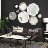 Sundance Cog Round Grey Wood Frame Mirror by Mercana at Eve Furniture
