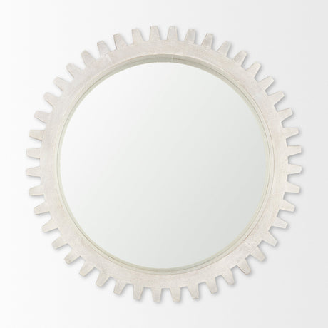 Sundance Cog Round Whitewashed Wood Frame Mirror by Mercana at Eve Furniture