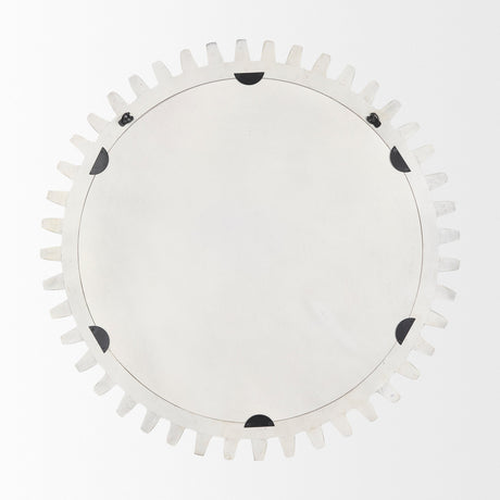 Sundance Cog Round Whitewashed Wood Frame Mirror by Mercana at Eve Furniture
