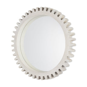 Sundance Cog Round Whitewashed Wood Frame Mirror by Mercana at Eve Furniture