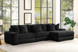 Sunday Black 3-Piece Right Arm Facing (RAF) Sectional by Happy Homes at Eve Furniture