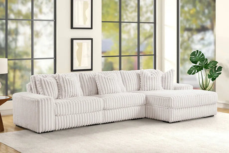 Sunday Corduroy Beige 3-Piece RAF Sectional by Happy Homes at Eve Furniture