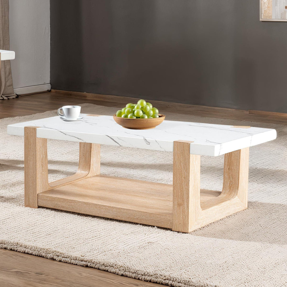 Sundbry White/Natural Coffee Table