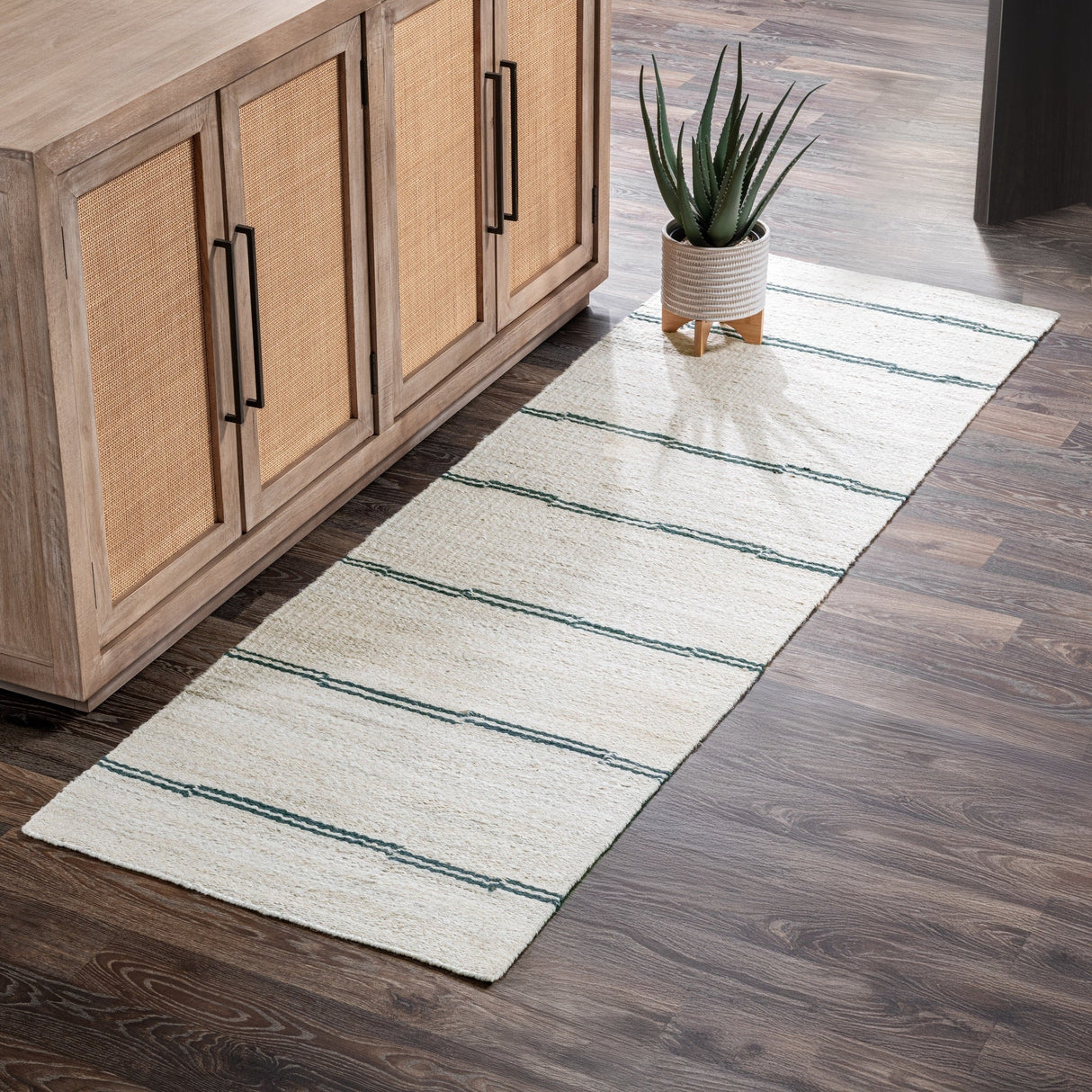 Sunderland Jute Ivory/Dark Blue Stripe Rug by Classic Home at Eve Furniture