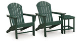 Sundown Shores 2 Adirondack Chairs with End table in Green by Ashley at Eve Furniture