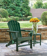 Sundown Shores 2 Adirondack Chairs with End table in Green by Ashley at Eve Furniture