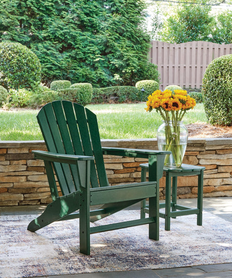 Sundown Shores 2 Adirondack Chairs with End table in Green by Ashley at Eve Furniture