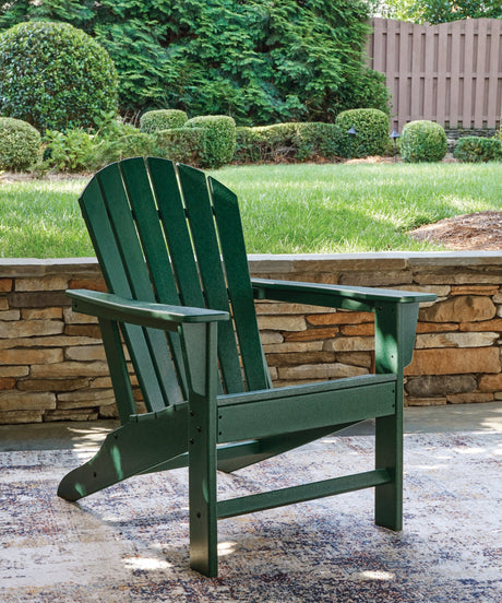 Sundown Shores 2 Adirondack Chairs with End table in Green by Ashley at Eve Furniture