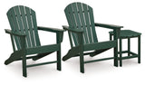 Sundown Shores 2 Adirondack Chairs with End table in Green by Ashley at Eve Furniture