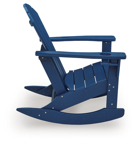Sundown Shores Blue Outdoor Rocking Chair by Ashley at Eve Furniture