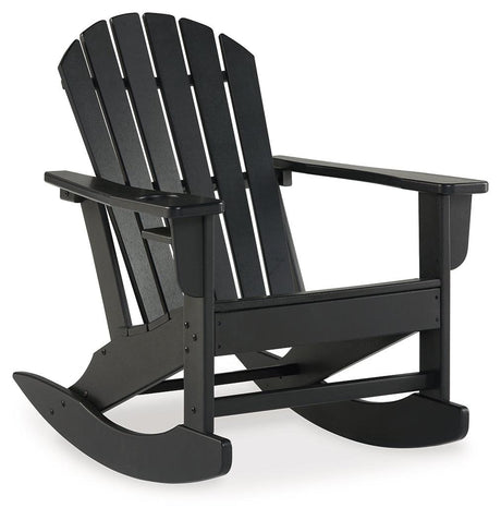 Sundown Treasure Black Outdoor Rocking Chair by Ashley at Eve Furniture