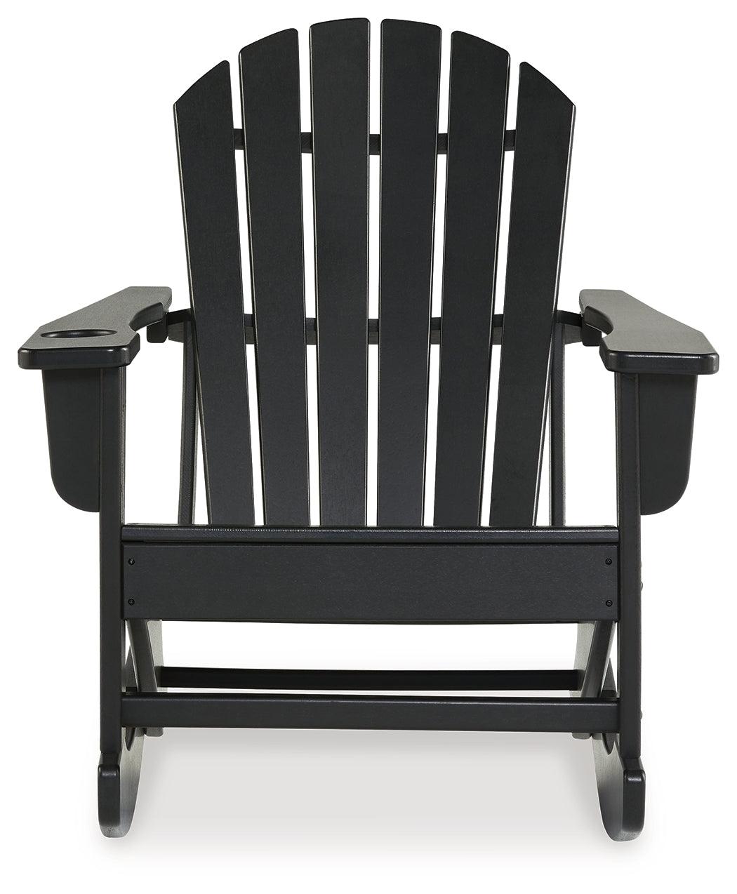 Sundown Treasure Black Outdoor Rocking Chair by Ashley at Eve Furniture