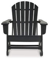 Sundown Treasure Black Outdoor Rocking Chair by Ashley at Eve Furniture