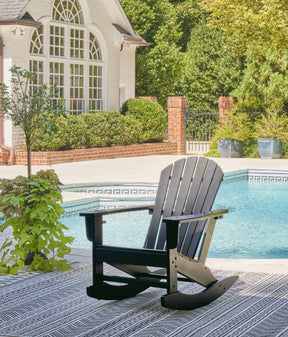 Sundown Treasure Black Outdoor Rocking Chair by Ashley at Eve Furniture