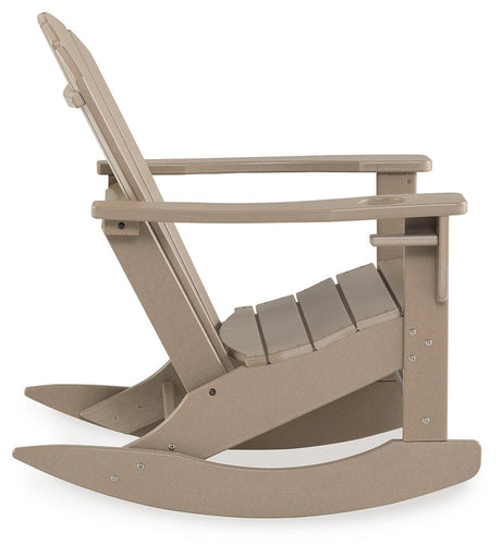 Sundown Treasure Driftwood Outdoor Rocking Chair by Ashley at Eve Furniture